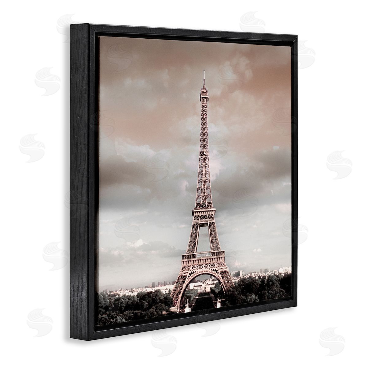 Danita Delimont Stormy View Eiffel Tower Black Floating Frame Canvas Wall Art Print