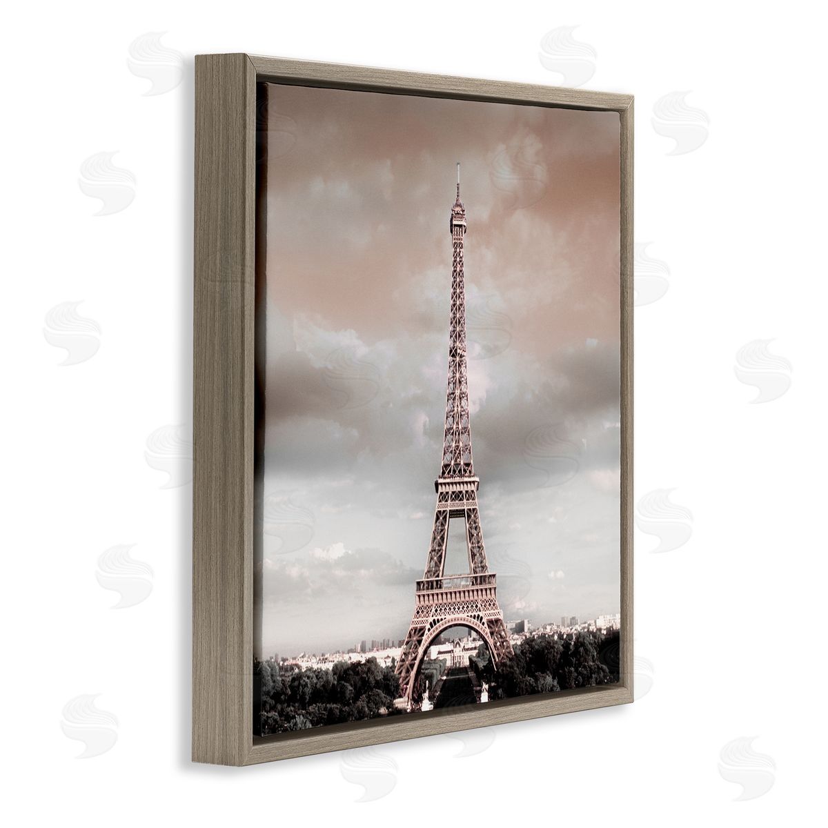 Danita Delimont Stormy View Eiffel Tower Brown Floating Frame Canvas Wall Art Print