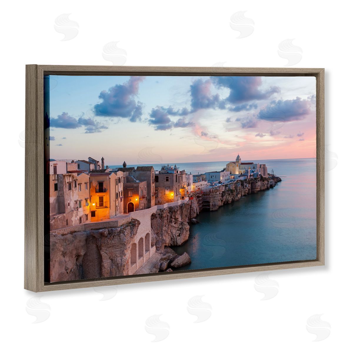 Danita Delimont Coastal City Architecture Brown Floating Frame Canvas Wall Art Print