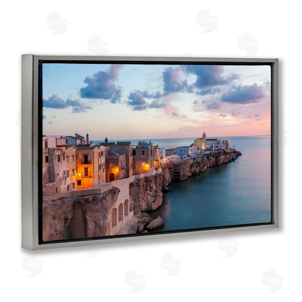 Danita Delimont Coastal City Architecture Gray Floating Frame Canvas Wall Art Print