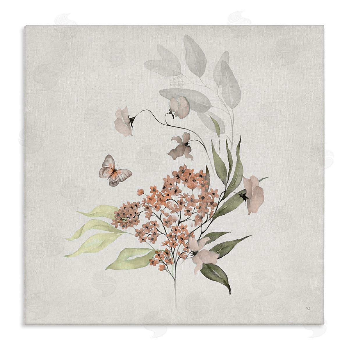 Susan Jill Orchid Florals & Butterfly Canvas Wall Art Print