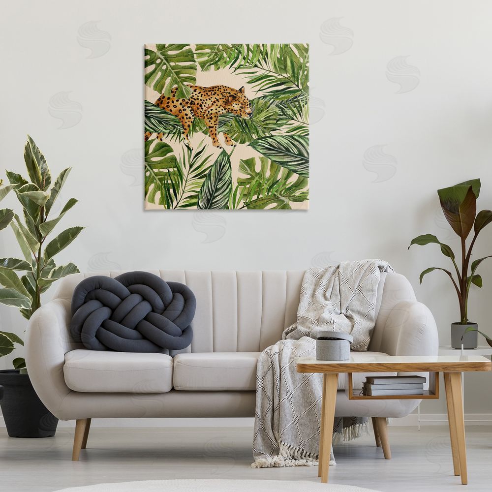 Janet Tava Resting Leopard on Branch Canvas Wall Art Print in Room