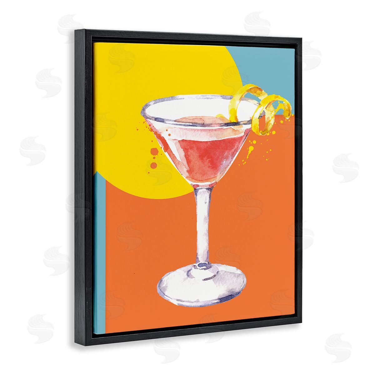 Susan Jill Modern Cocktail Lemon Peel Black Floating Frame Canvas Wall Art Print