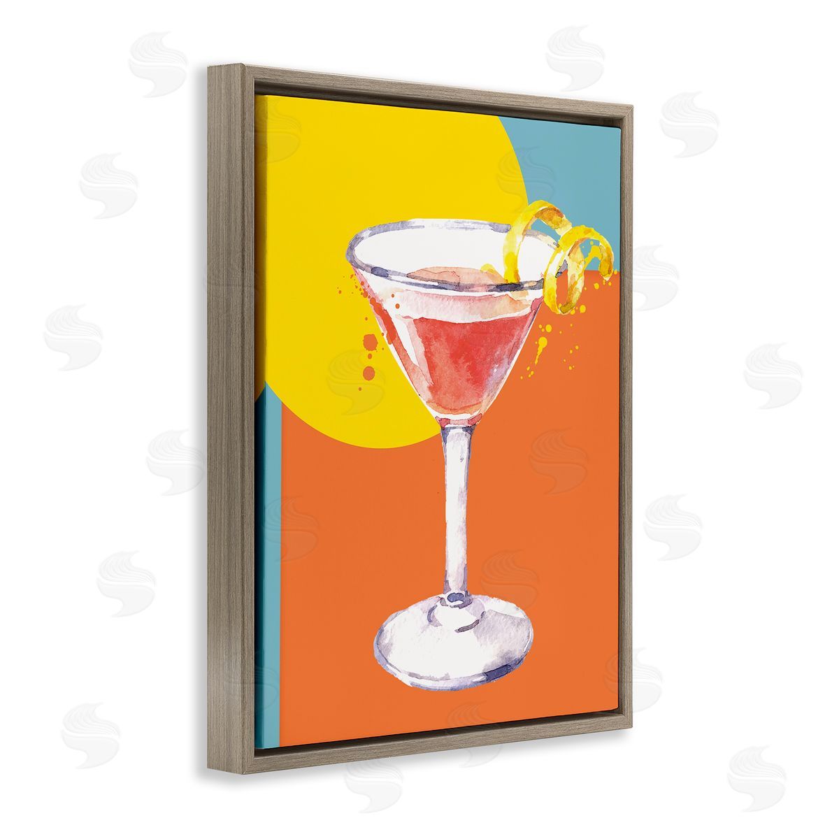Susan Jill Modern Cocktail Lemon Peel Brown Floating Frame Canvas Wall Art Print