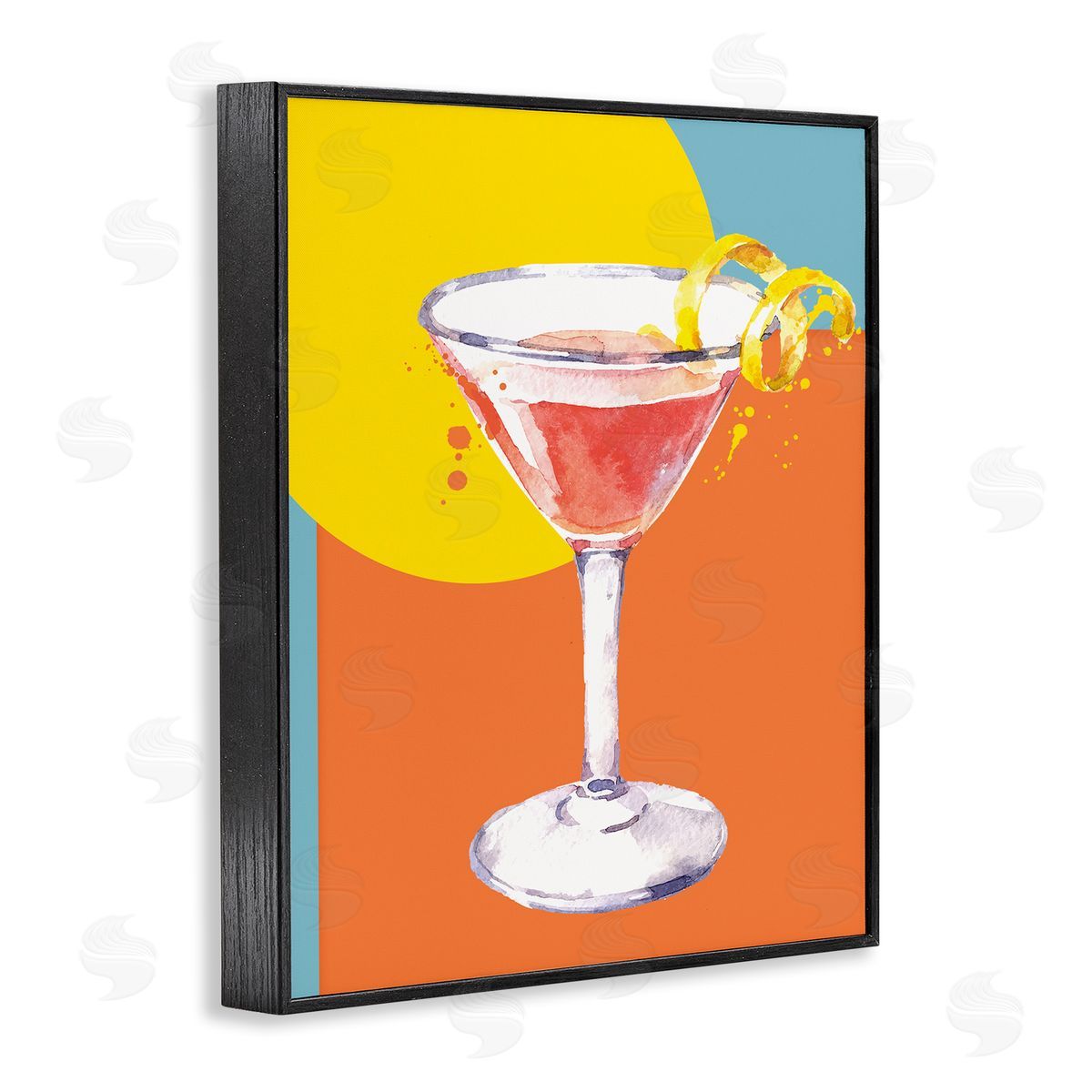 Susan Jill Modern Cocktail Lemon Peel Black Framed Giclee Wall Art Print