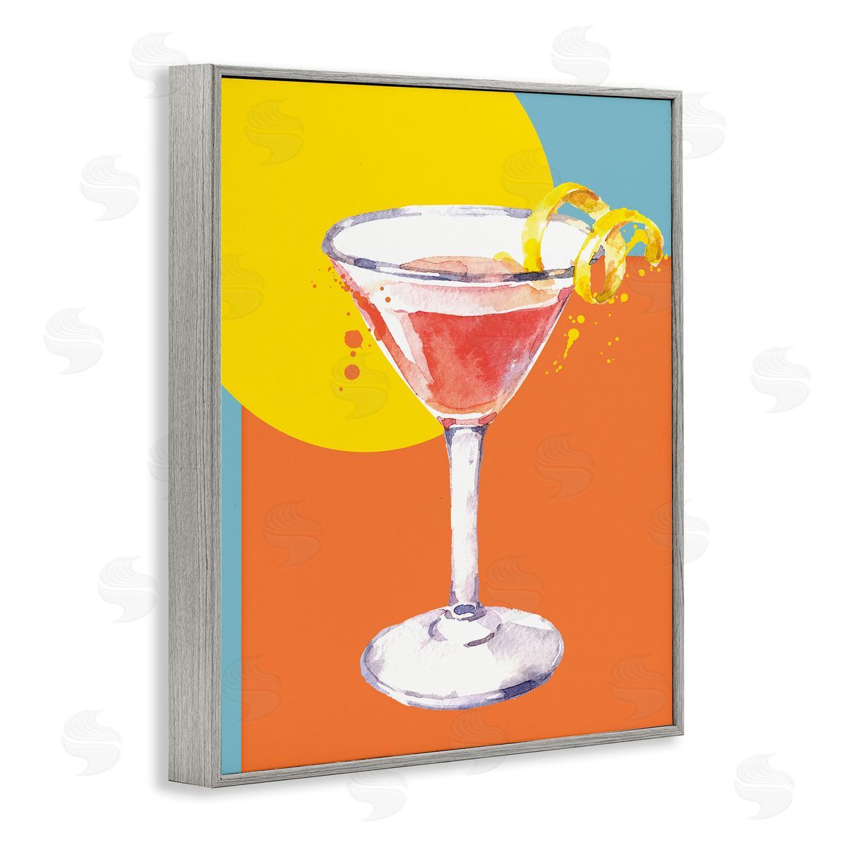 Susan Jill Modern Cocktail Lemon Peel Gray Framed Giclee Wall Art Print