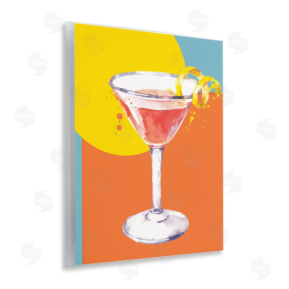 Susan Jill Modern Cocktail Lemon Peel Wooden Wall Plaque Art Print