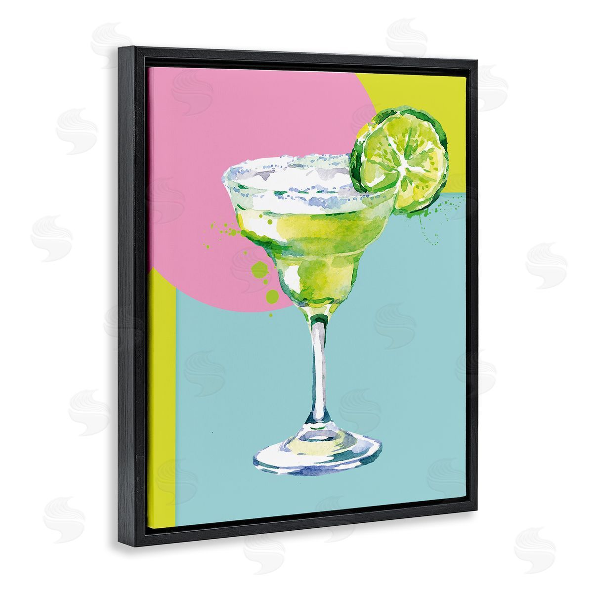 Susan Jill Cocktail with Lime Slice Black Floating Frame Canvas Wall Art Print