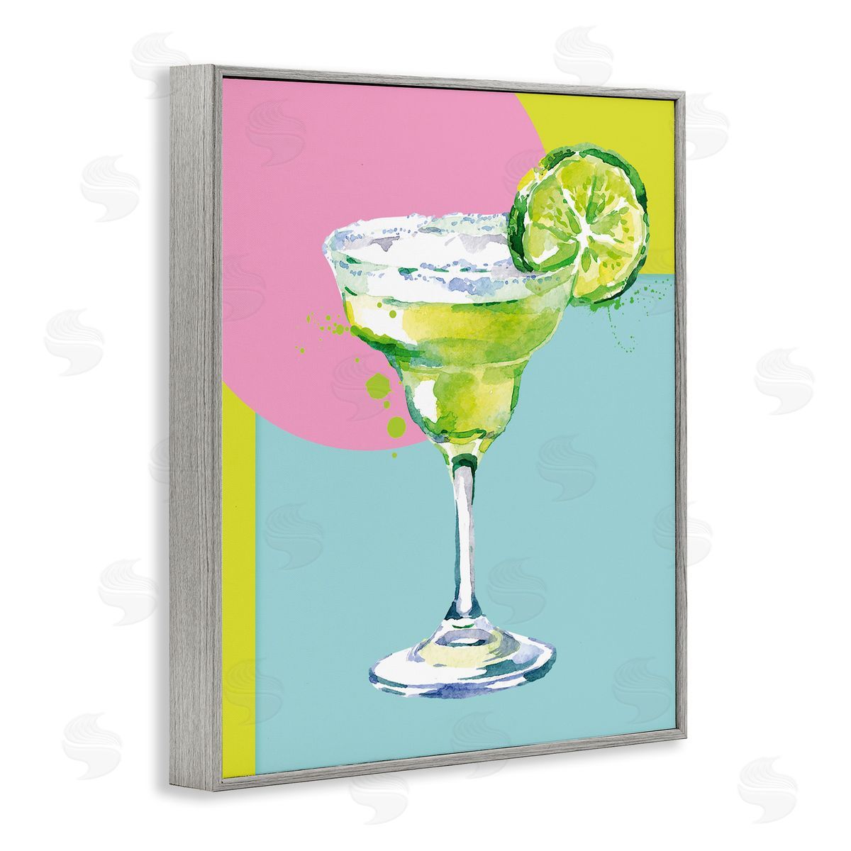 Susan Jill Cocktail with Lime Slice Gray Framed Giclee Wall Art Print