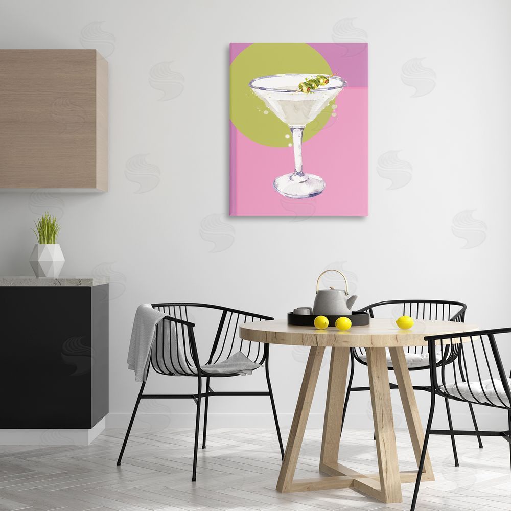 Susan Jill Olive Martini Cocktail Canvas Wall Art Print in Room