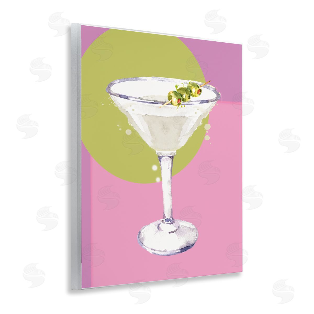 Susan Jill Olive Martini Cocktail Wooden Wall Plaque Art Print