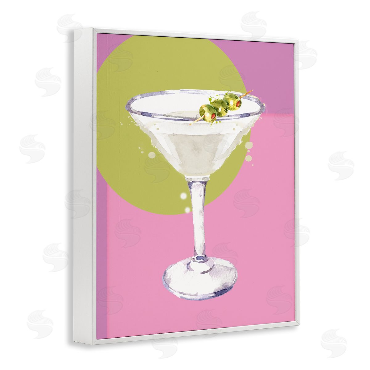 Susan Jill Olive Martini Cocktail White Framed Giclee Wall Art Print