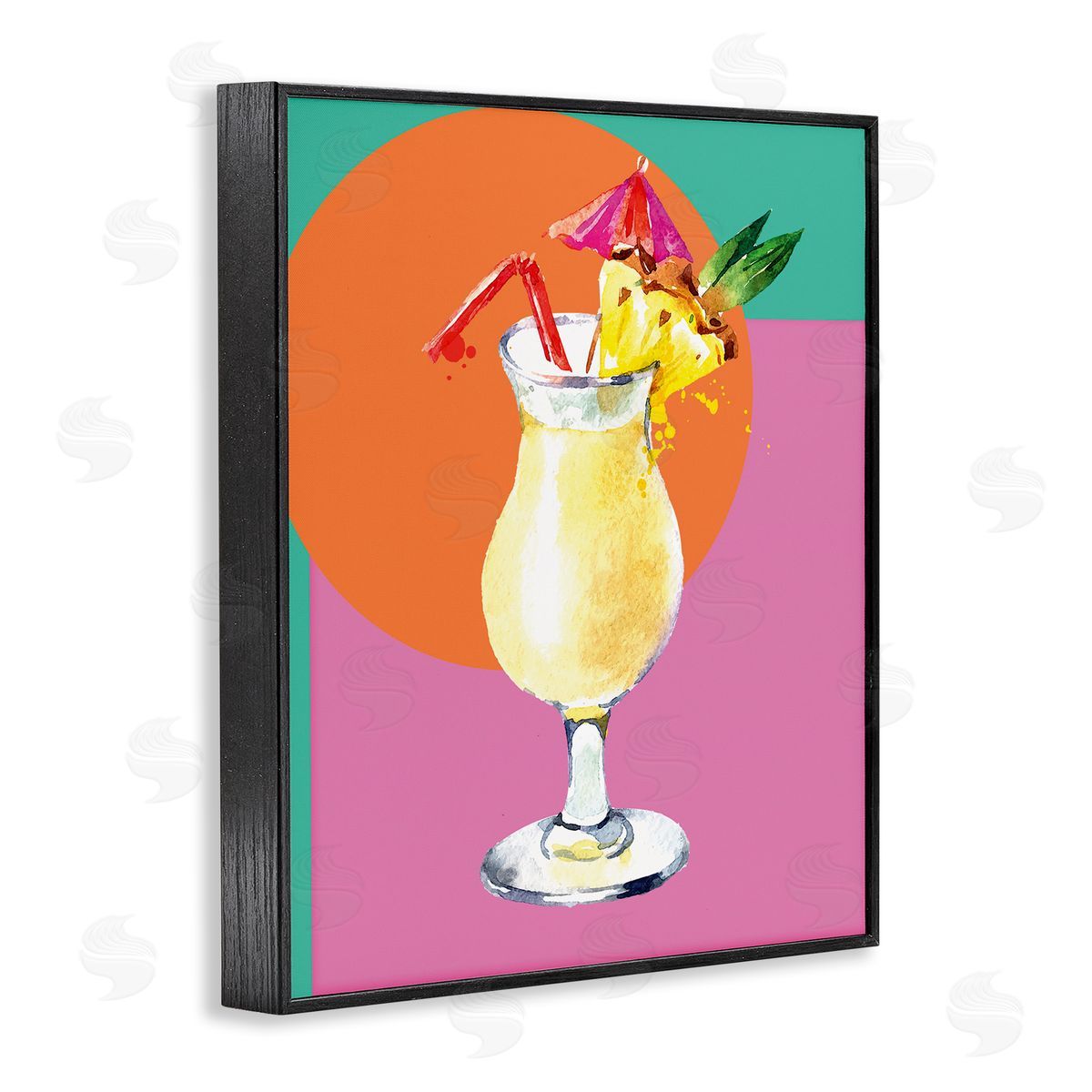 Susan Jill Modern Tropical Cocktail Black Framed Giclee Wall Art Print