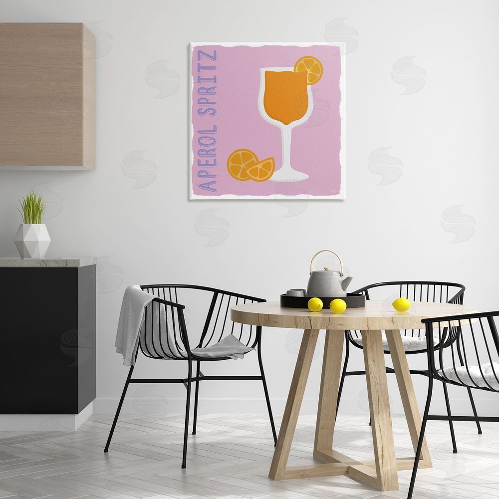 Natalie Carpentieri Aperol Spritz Cocktail Canvas Wall Art Print in Room