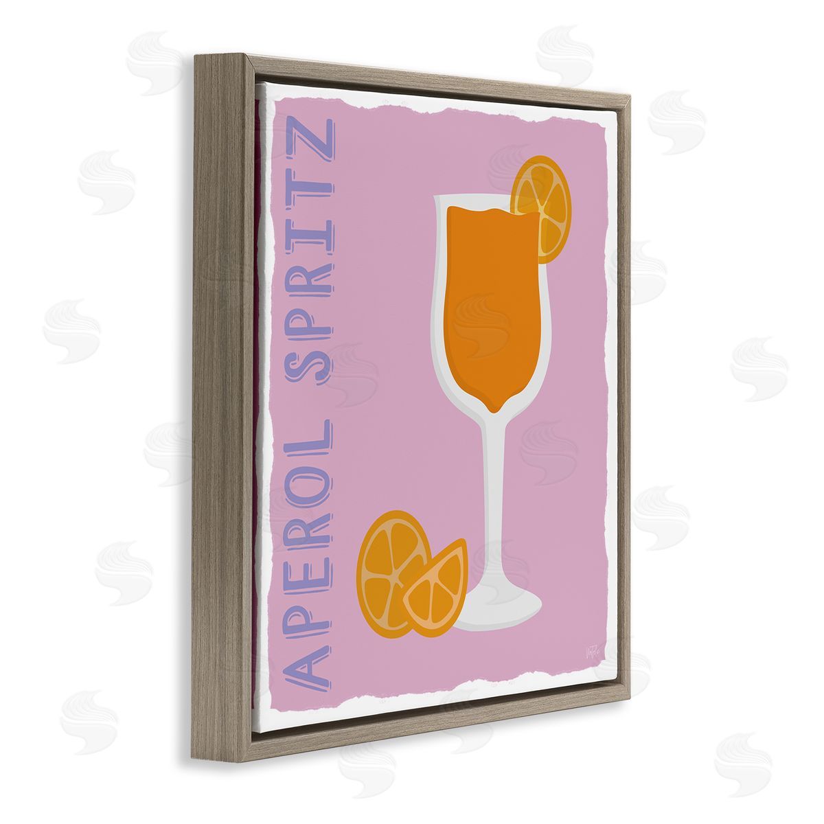 Natalie Carpentieri Aperol Spritz Cocktail Brown Floating Frame Canvas Wall Art Print