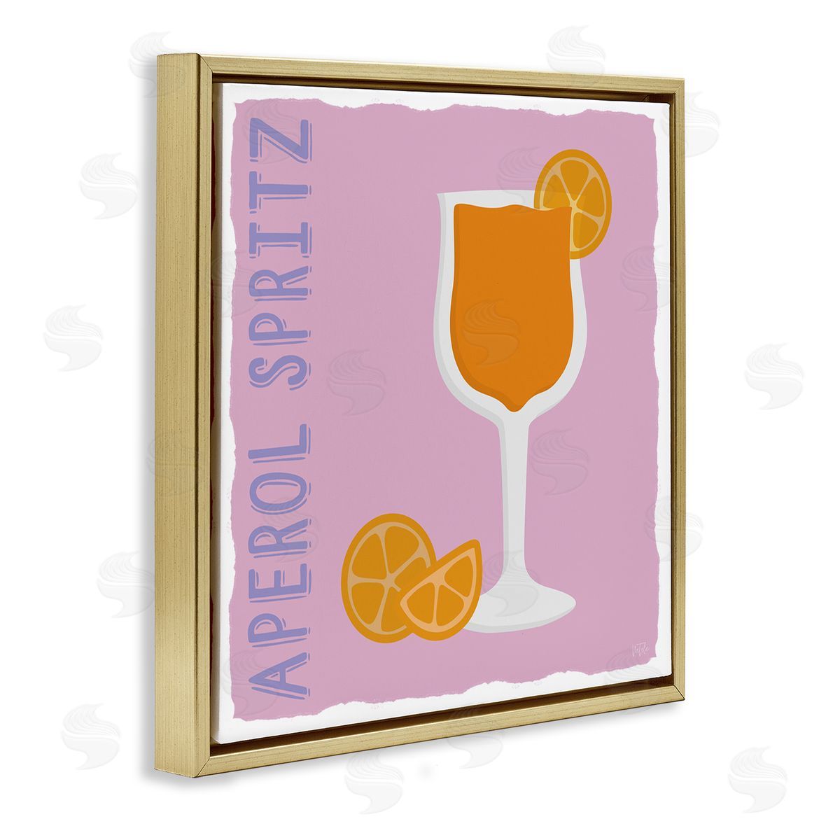 Natalie Carpentieri Aperol Spritz Cocktail Gold Floating Frame Canvas Wall Art Print