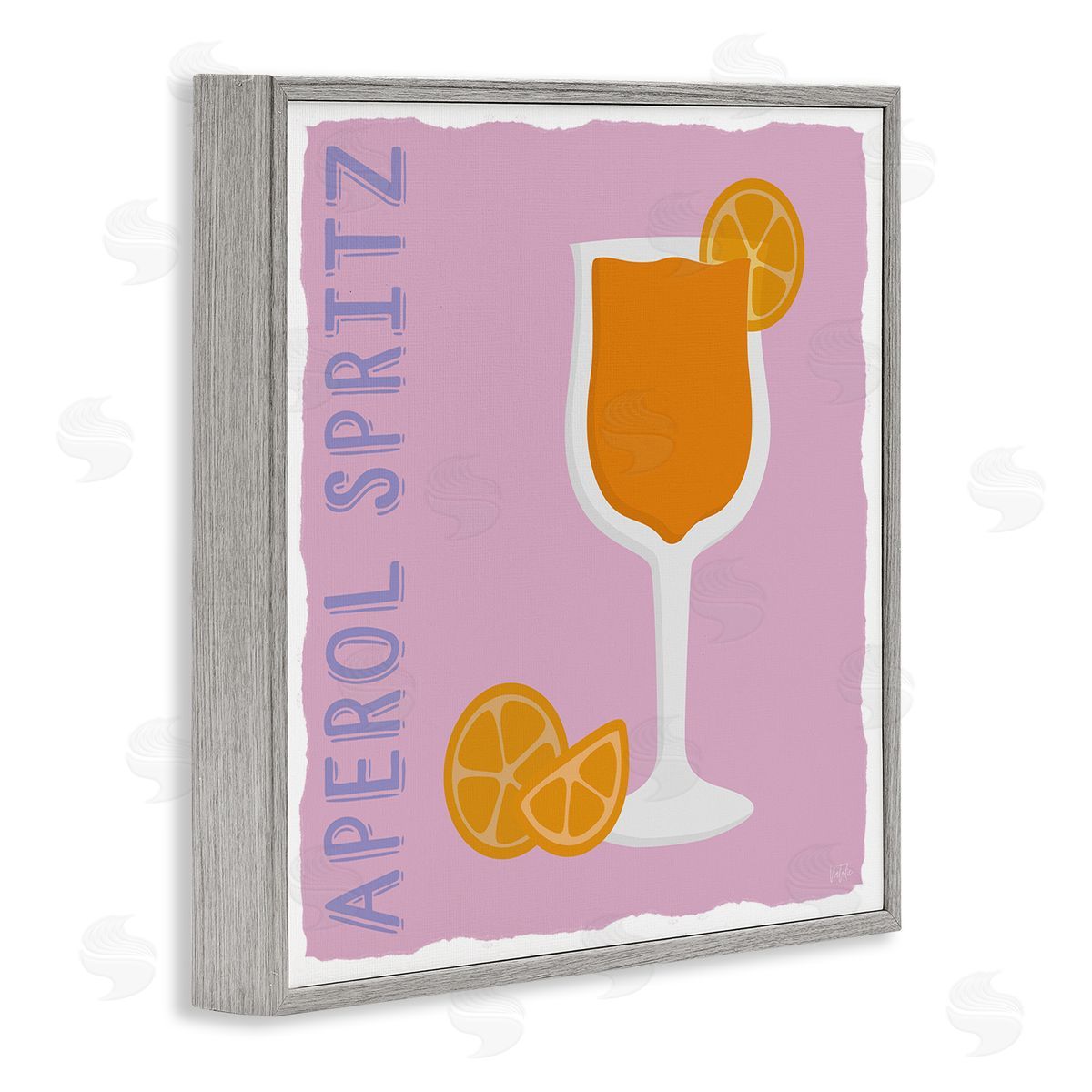 Natalie Carpentieri Aperol Spritz Cocktail Gray Framed Giclee Wall Art Print