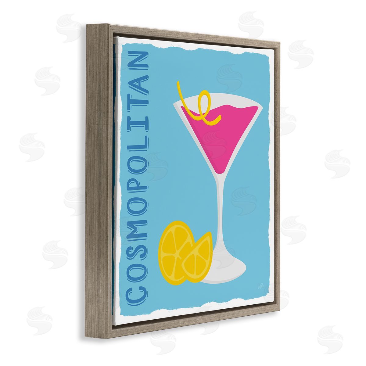 Natalie Carpentieri Cosmopolitan Cocktail Drink Brown Floating Frame Canvas Wall Art Print