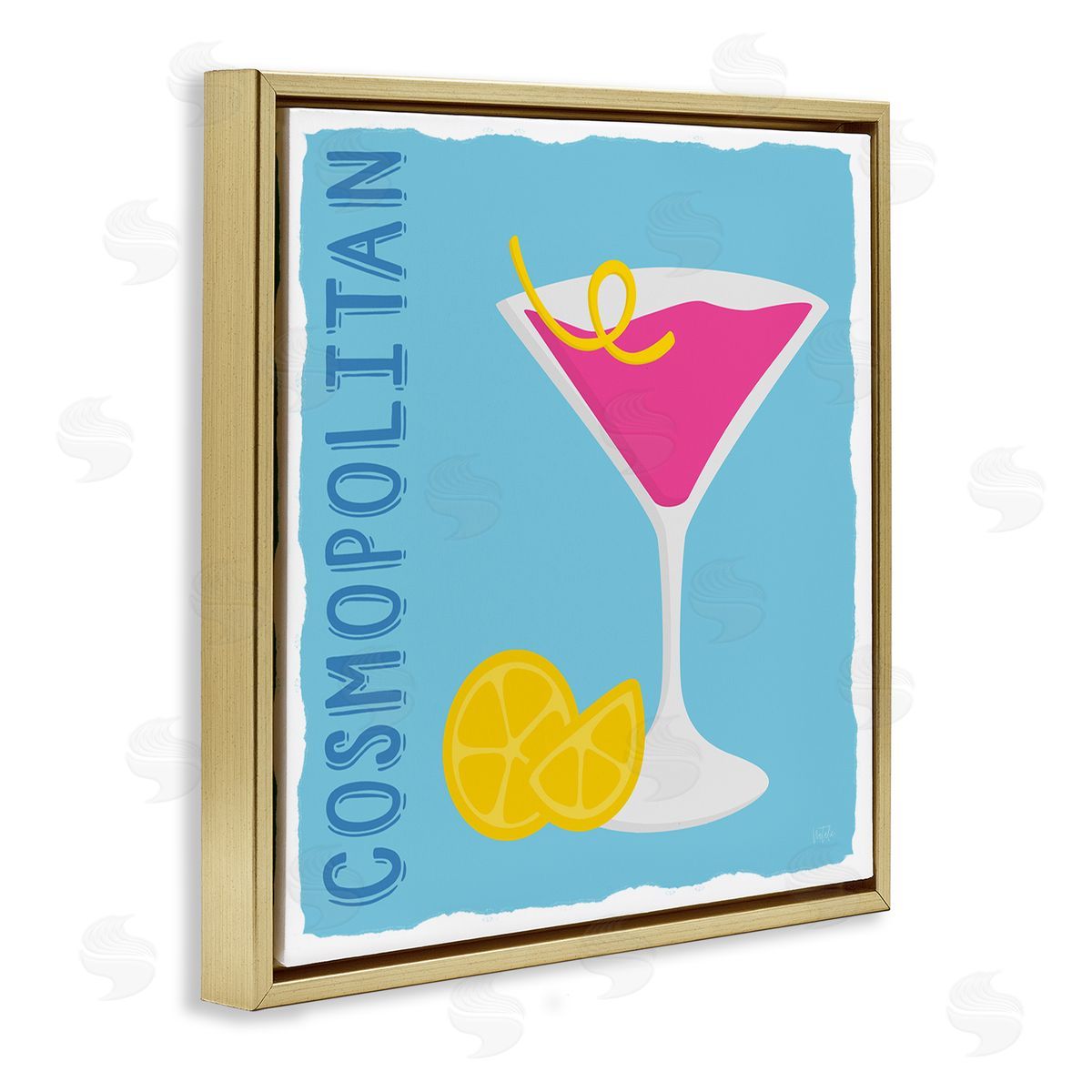Natalie Carpentieri Cosmopolitan Cocktail Drink Gold Floating Frame Canvas Wall Art Print