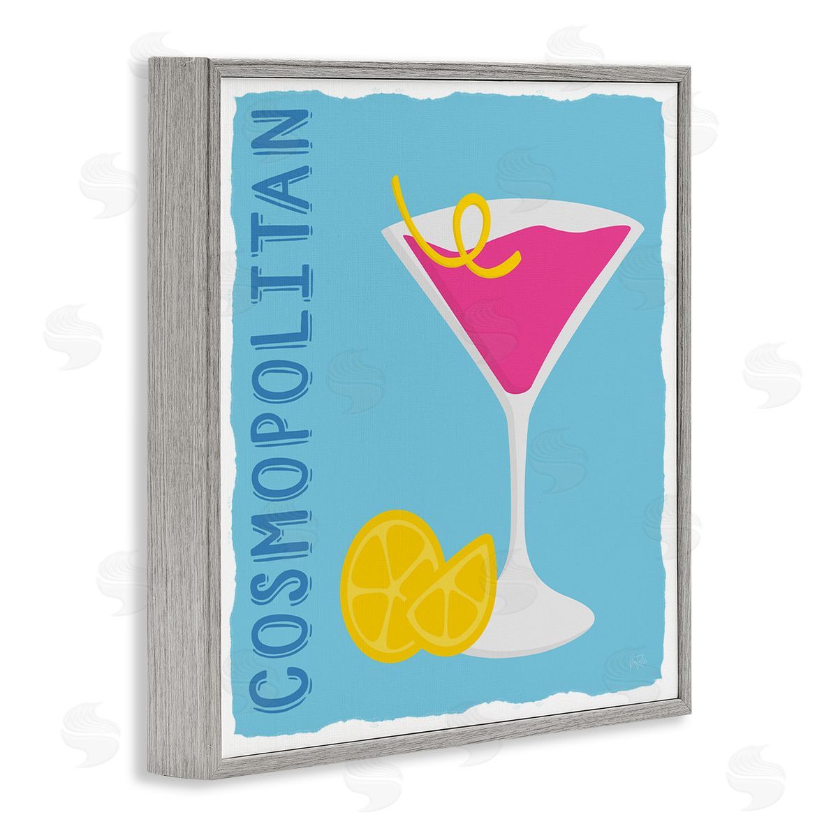 Natalie Carpentieri Cosmopolitan Cocktail Drink Gray Framed Giclee Wall Art Print