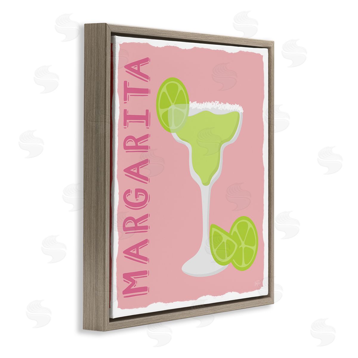 Natalie Carpentieri Margarita Cocktail with Limes Brown Floating Frame Canvas Wall Art Print