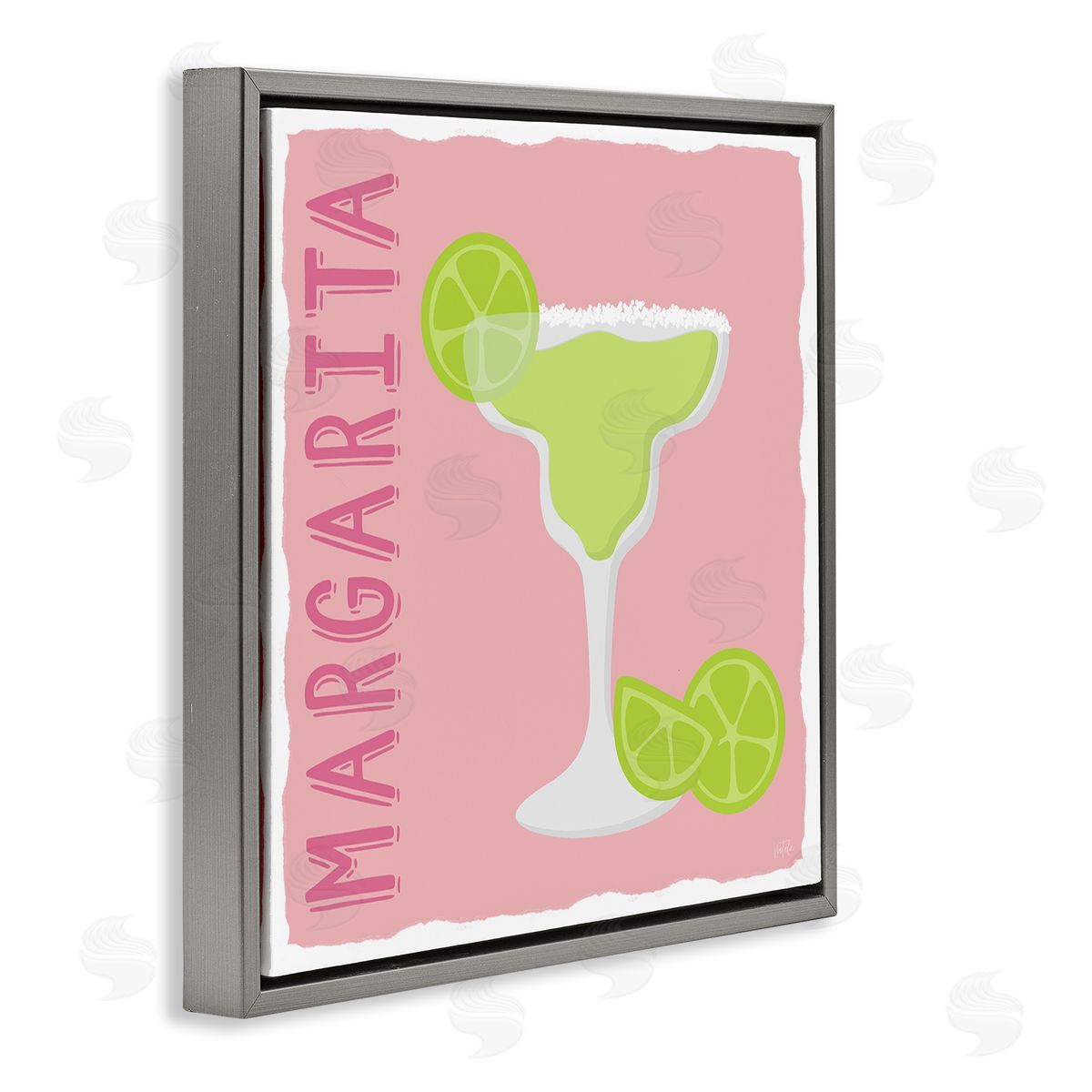 Natalie Carpentieri Margarita Cocktail with Limes Gray Floating Frame Canvas Wall Art Print