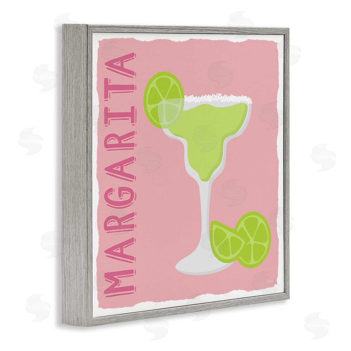 Natalie Carpentieri Margarita Cocktail with Limes Gray Framed Giclee Wall Art Print