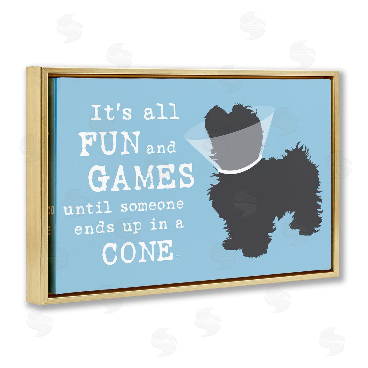 Dog Is Good Funny Fun & Games Dog Gold Floating Frame Canvas Wall Art Print