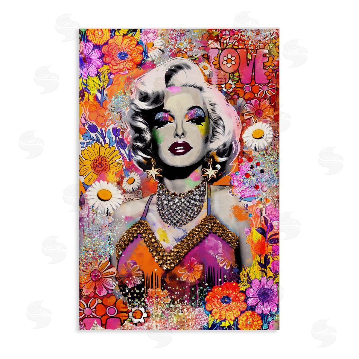 Jess Stempel Hippie Bedecked Marilyn Canvas Wall Art Print