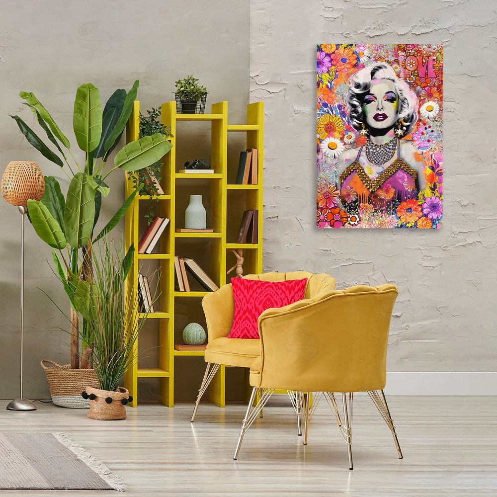 Jess Stempel Hippie Bedecked Marilyn Canvas Wall Art Print in Room