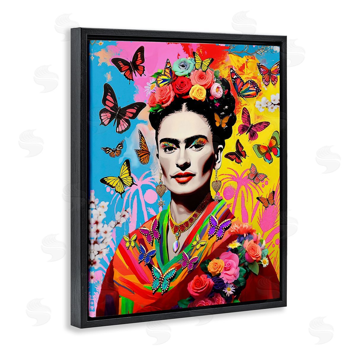 Jess Stempel Eccentric Butterflies Frida Black Floating Frame Canvas Wall Art Print