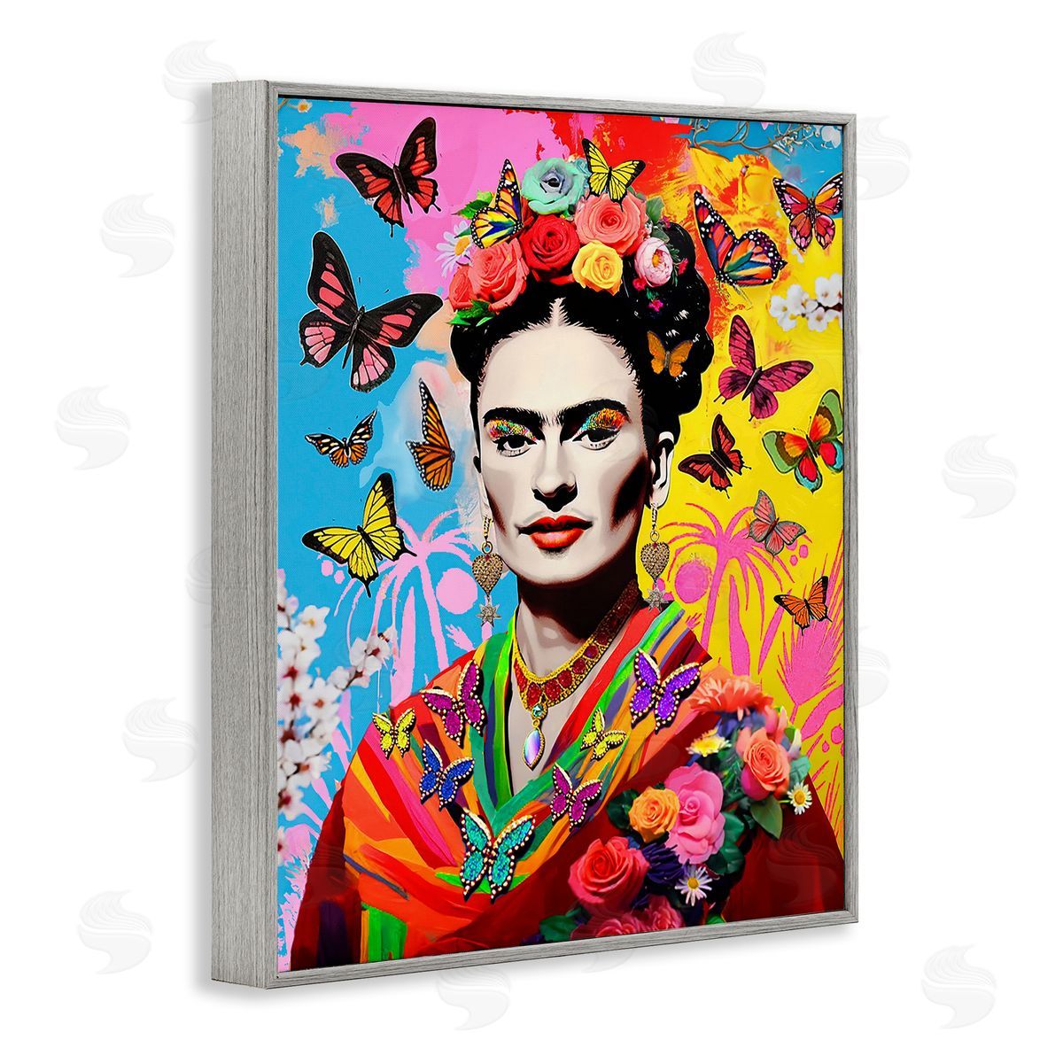 Jess Stempel Eccentric Butterflies Frida Gray Framed Giclee Wall Art Print