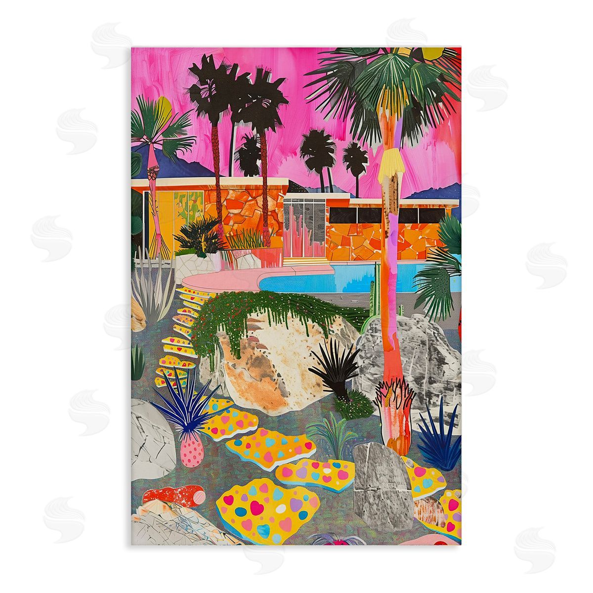 Jess Stempel Modern Tropical Villa Collage Canvas Wall Art Print