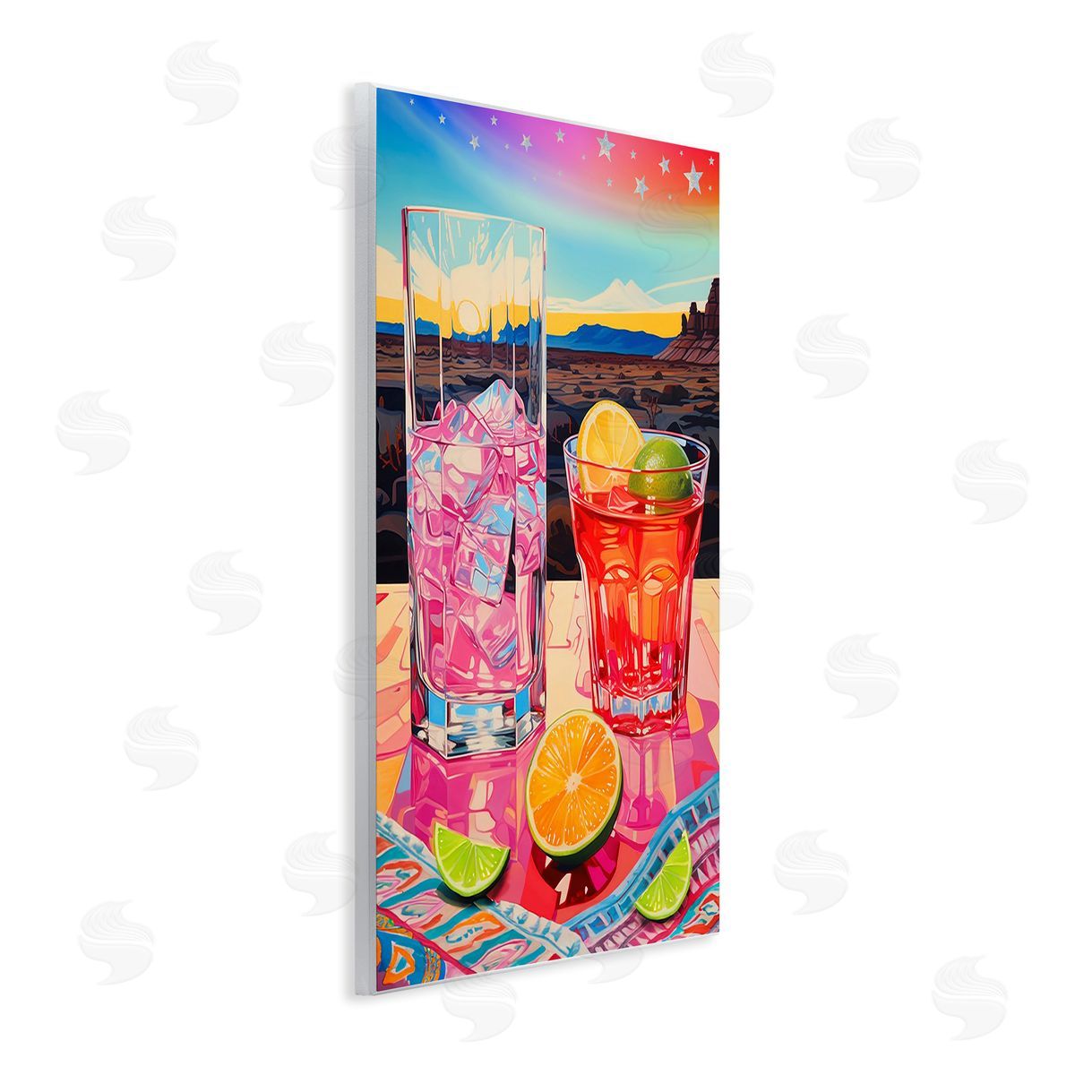 Jess Stempel Cocktails at Sunset View Wooden Wall Plaque Art Print