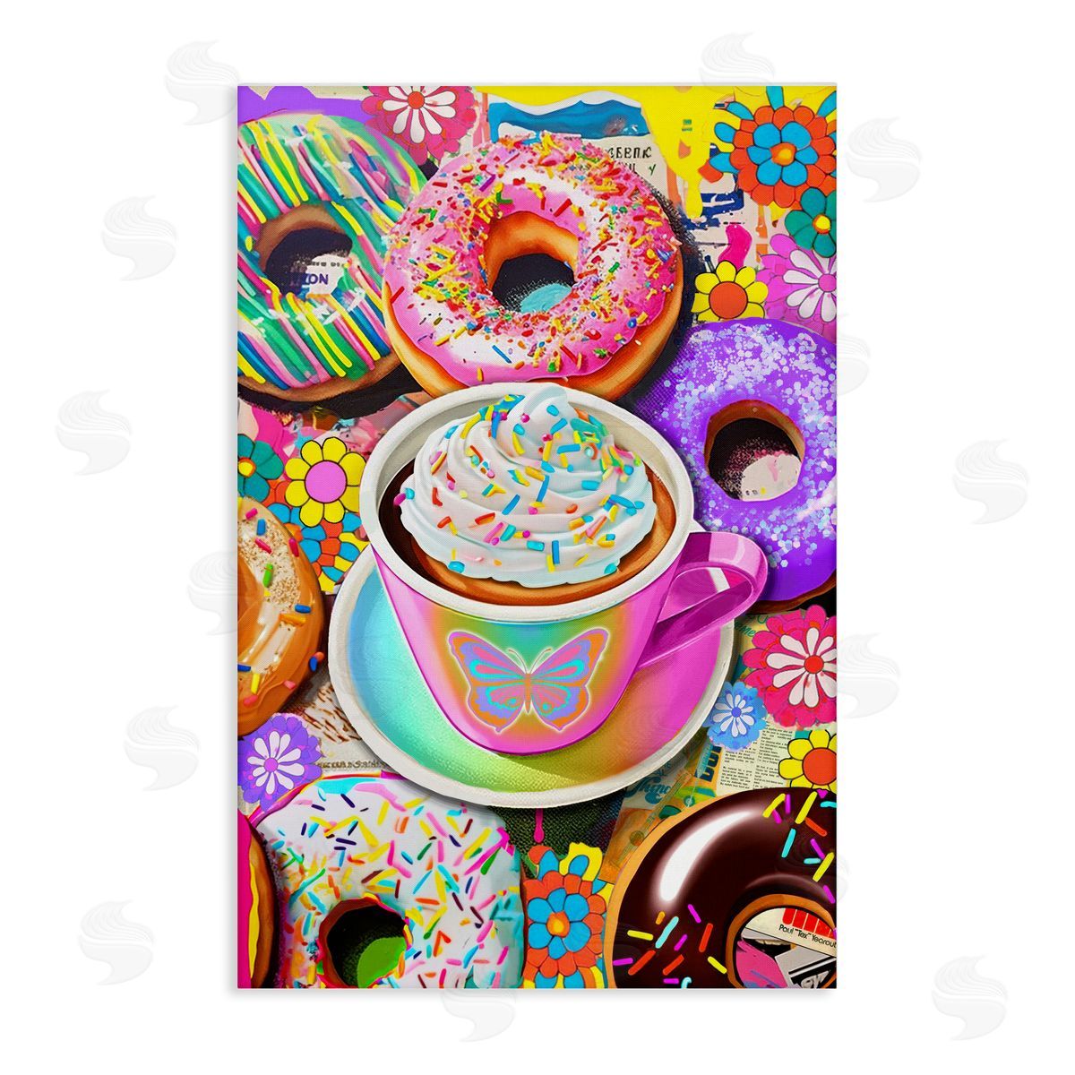 Jess Stempel Pastel Donuts & Coffee Mug Canvas Wall Art Print