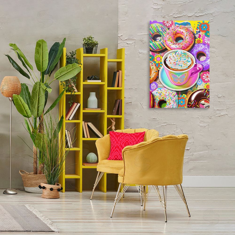 Jess Stempel Pastel Donuts & Coffee Mug Canvas Wall Art Print in Room