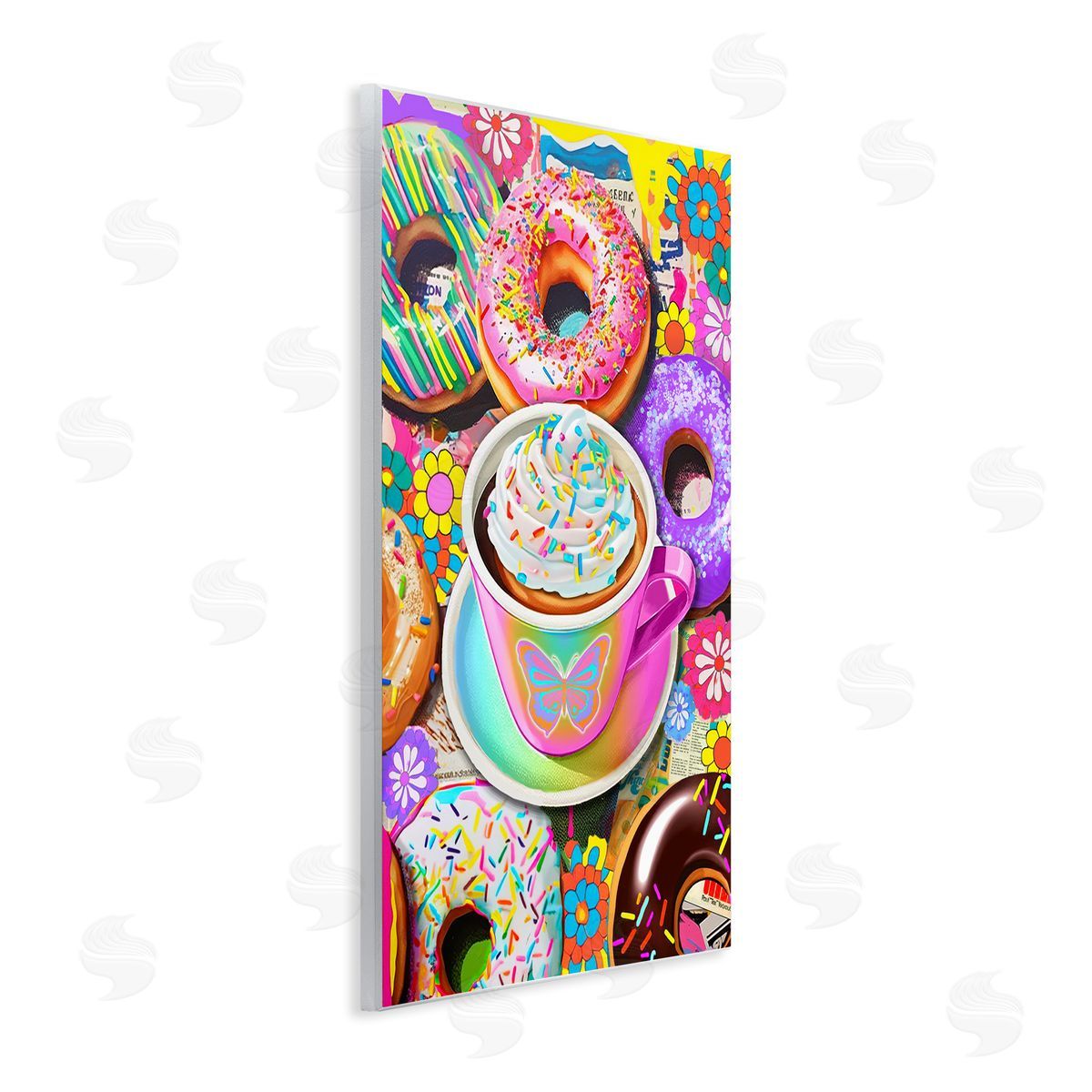 Jess Stempel Pastel Donuts & Coffee Mug Wooden Wall Plaque Art Print