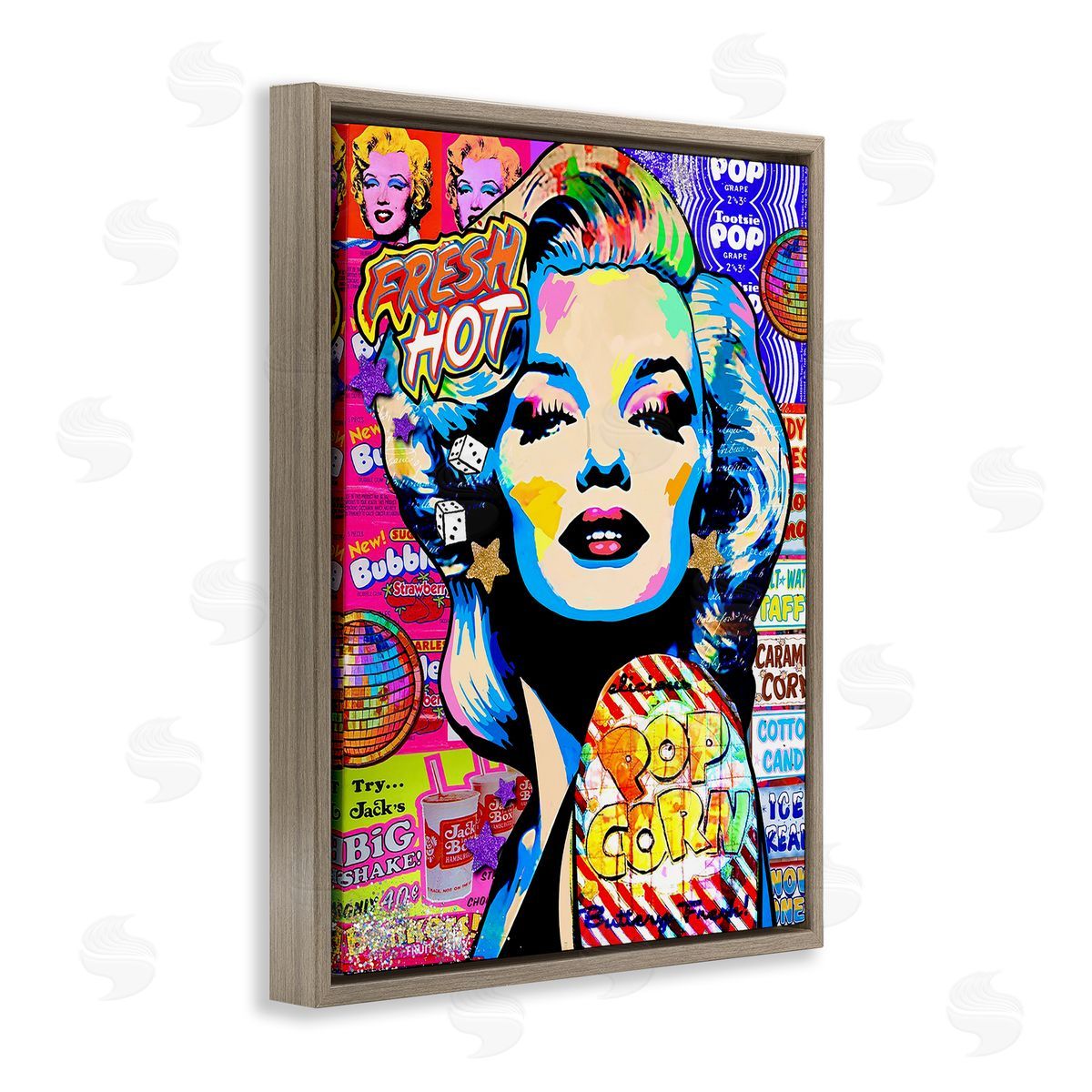 Jess Stempel Groovy Pop Style Marilyn Brown Floating Frame Canvas Wall Art Print