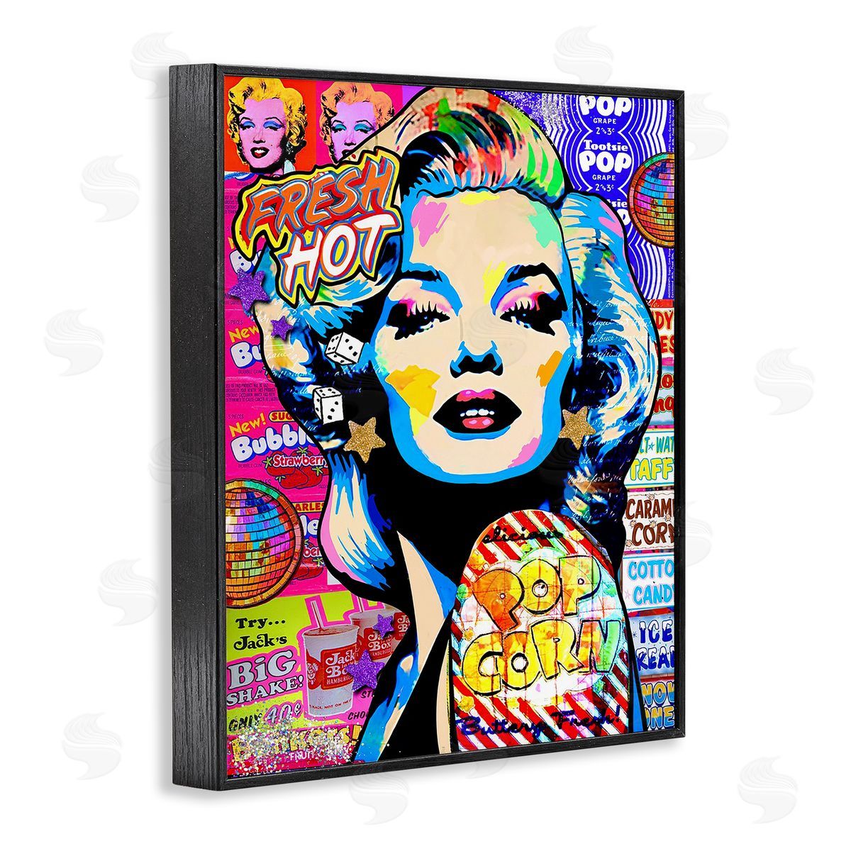 Jess Stempel Groovy Pop Style Marilyn Black Framed Giclee Wall Art Print