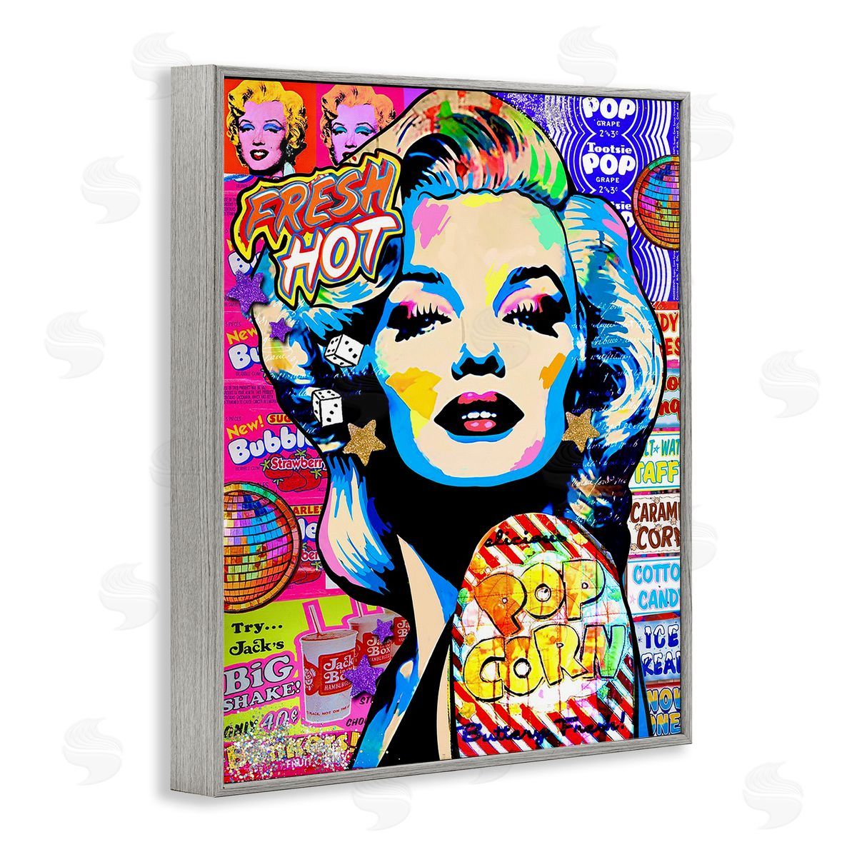 Jess Stempel Groovy Pop Style Marilyn Gray Framed Giclee Wall Art Print