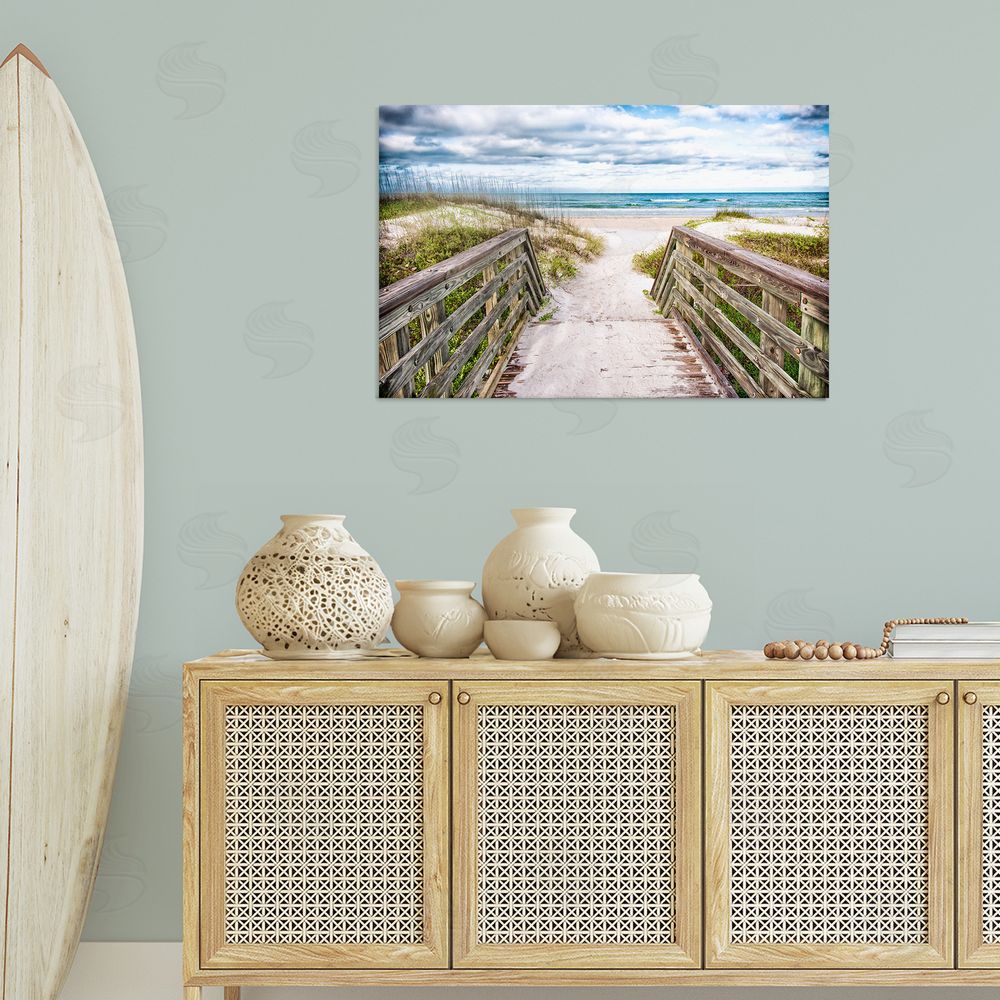Mary Lou Johnson Sandy Coast Boardwalk Canvas Wall Art Print in Room