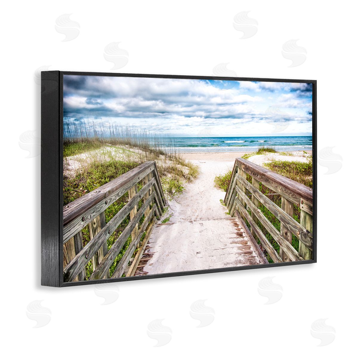Mary Lou Johnson Sandy Coast Boardwalk Black Framed Giclee Wall Art Print