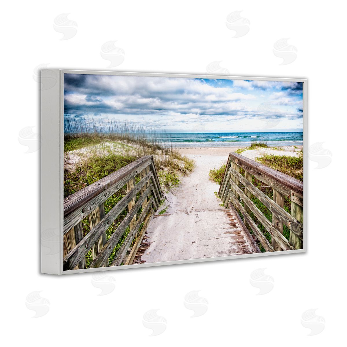 Mary Lou Johnson Sandy Coast Boardwalk White Framed Giclee Wall Art Print