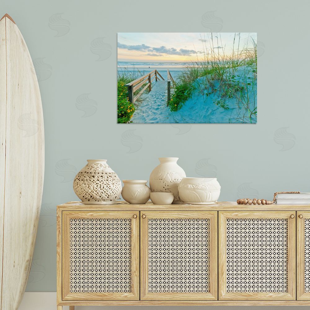 Mary Lou Johnson Sandy Coast Footprints Canvas Wall Art Print in Room