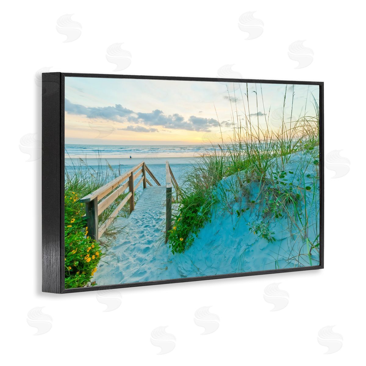 Mary Lou Johnson Sandy Coast Footprints Black Framed Giclee Wall Art Print