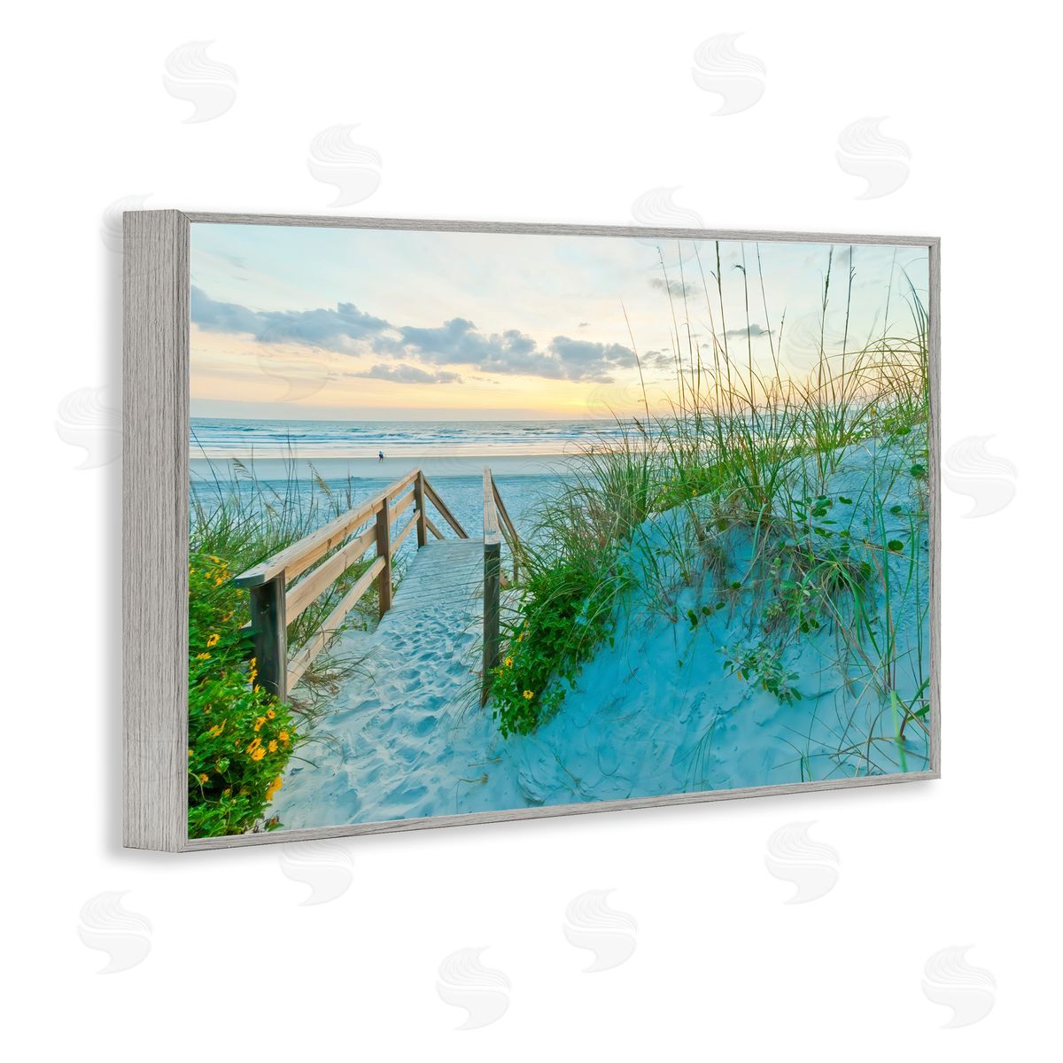 Mary Lou Johnson Sandy Coast Footprints Gray Framed Giclee Wall Art Print