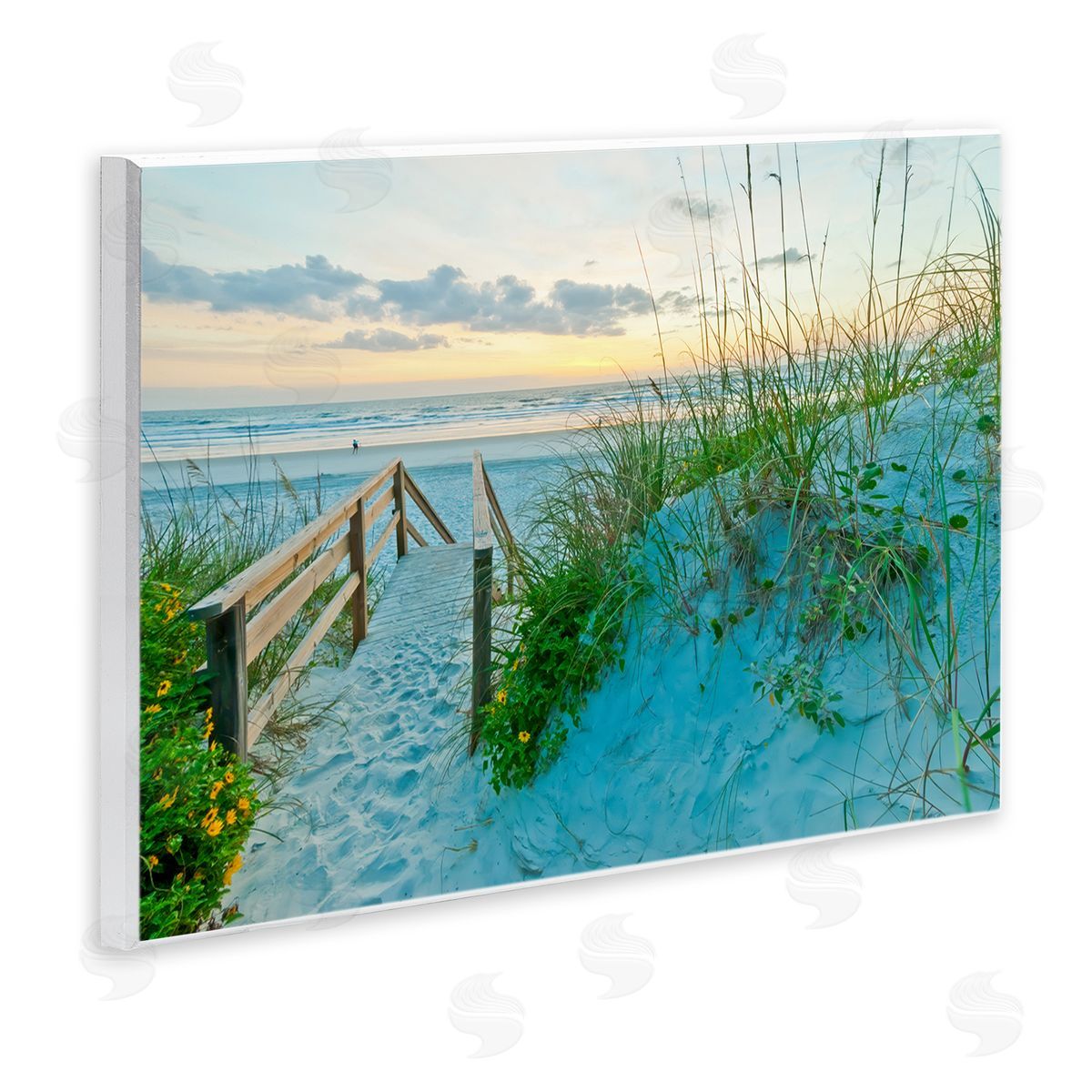 Mary Lou Johnson Sandy Coast Footprints Wooden Wall Plaque Art Print