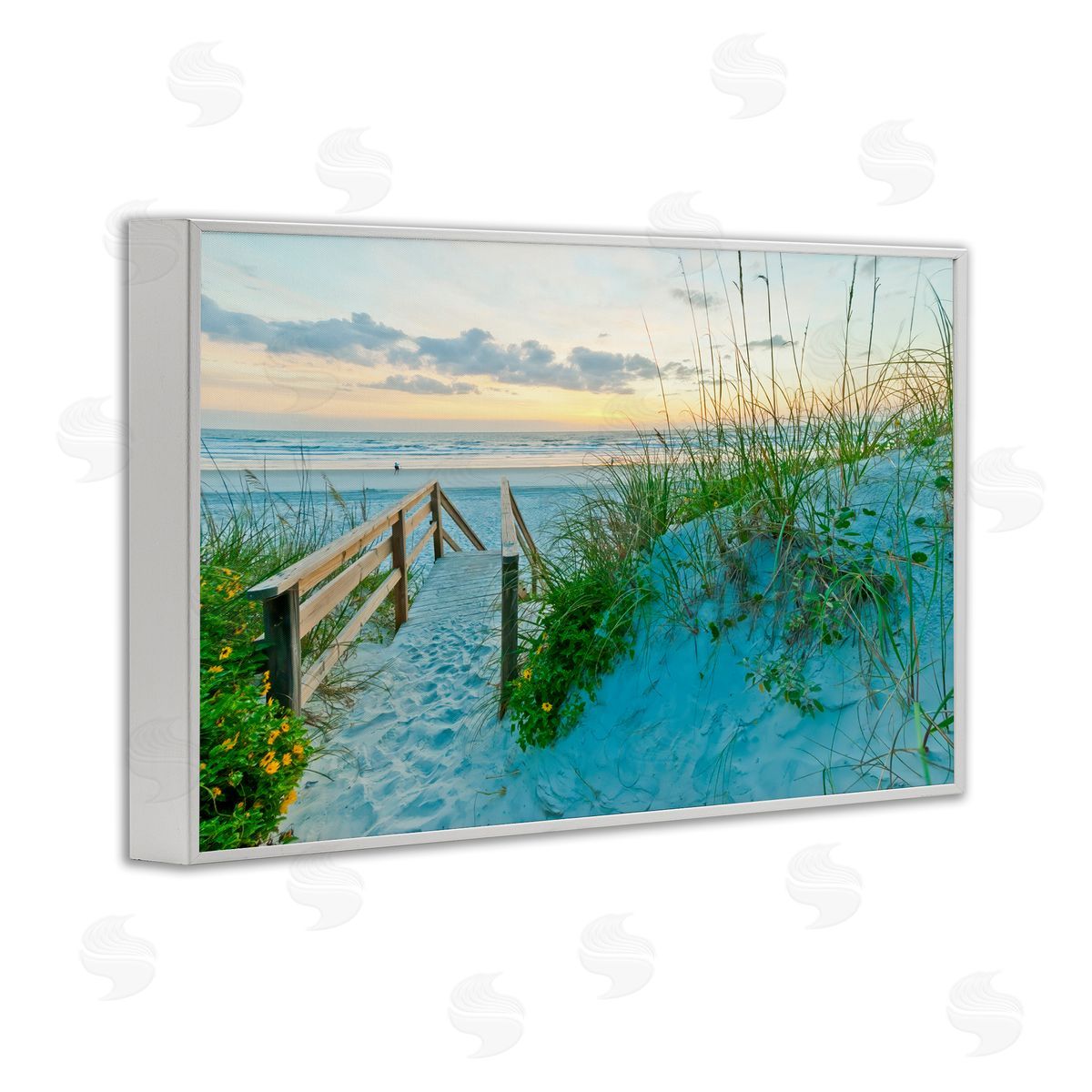 Mary Lou Johnson Sandy Coast Footprints White Framed Giclee Wall Art Print
