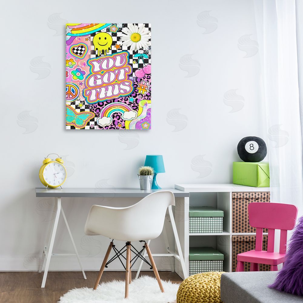 Jess Stempel Groovy You Got This Collage Canvas Wall Art Print in Room