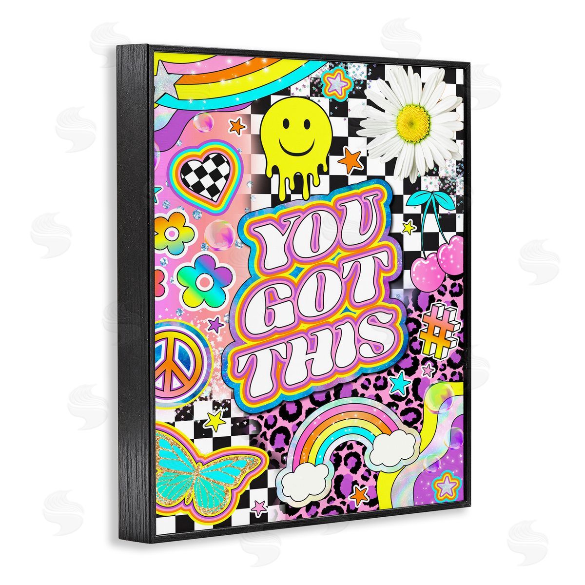 Jess Stempel Groovy You Got This Collage Black Framed Giclee Wall Art Print